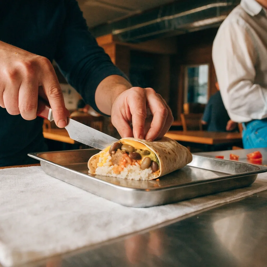 Tex-Mex style burrito with rice and beans