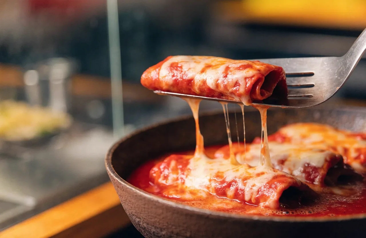 Enchiladas with red sauce and cheese