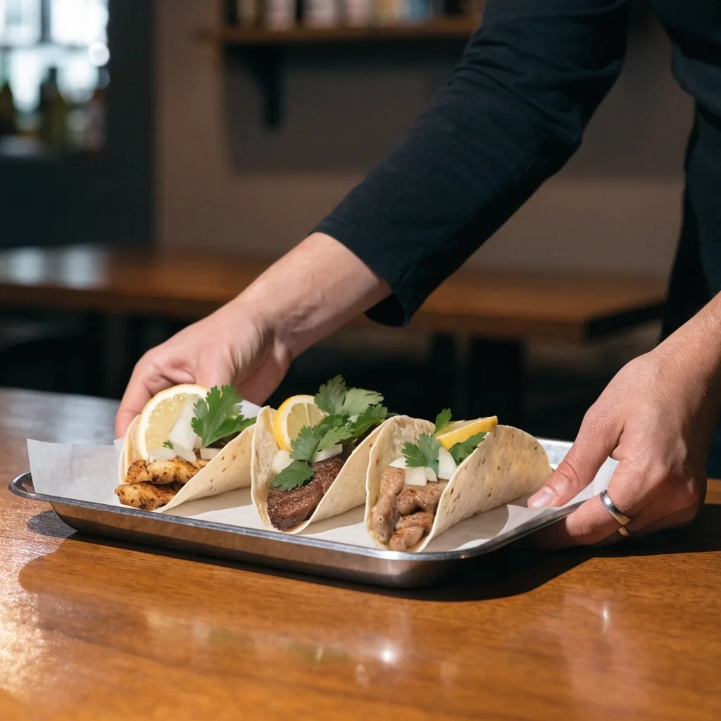 Street tacos with different proteins on a tray